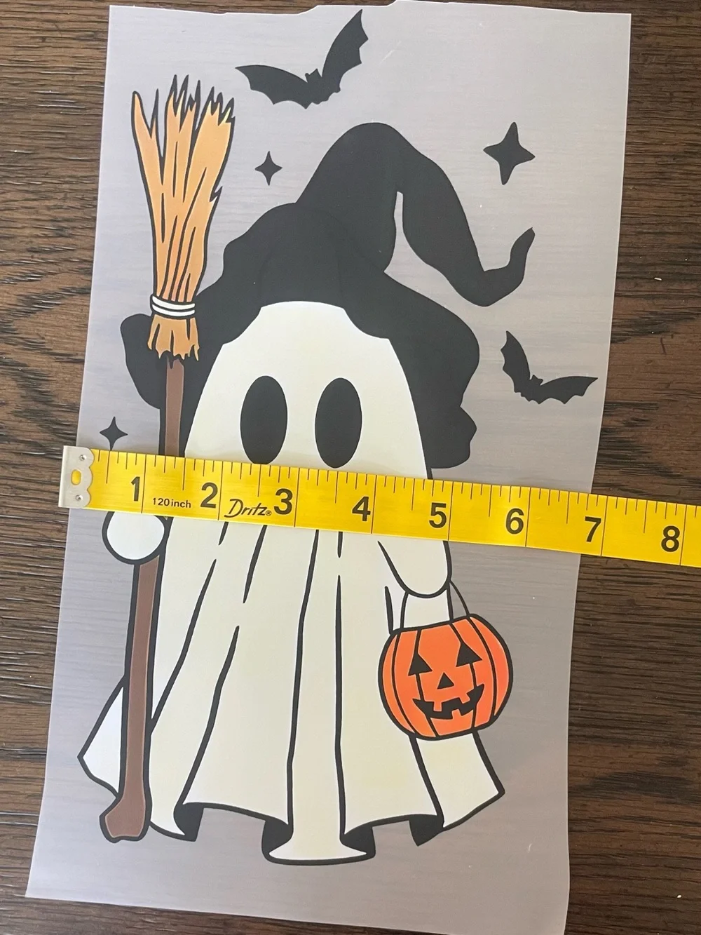 Kids Ghost Witch Halloween Costume Graphic Print – Cream, Black & Orange